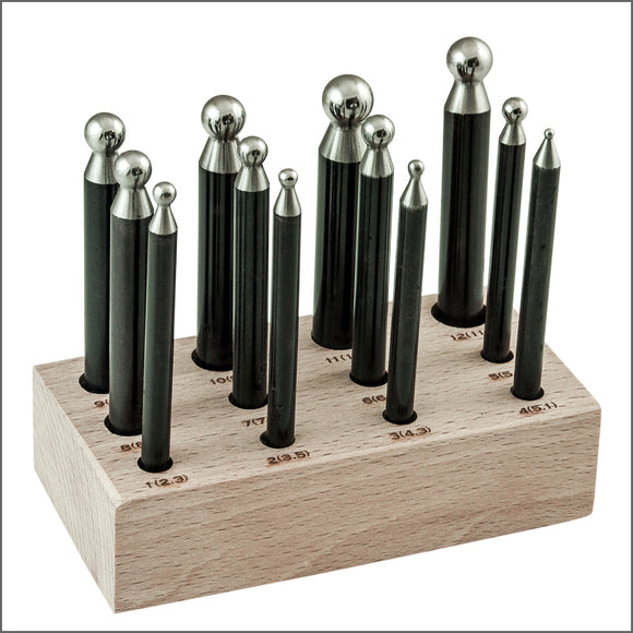 25 ST Staal DAPPING Punch & Block Set met Houten Stand voor Craft Metal Shaping 25 ST Staal DAPPING Punch & Block Set met Houten Stand voor Craft Metal Shaping