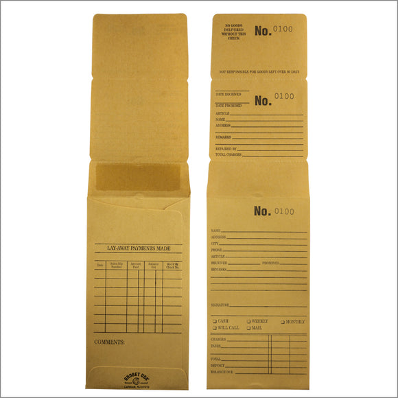 Repair & Layaway  envelopes- 3 Tier part New-yellow