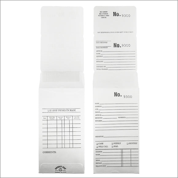 Repair & Layaway  envelopes- 3 Tier part New-white-100 pcs