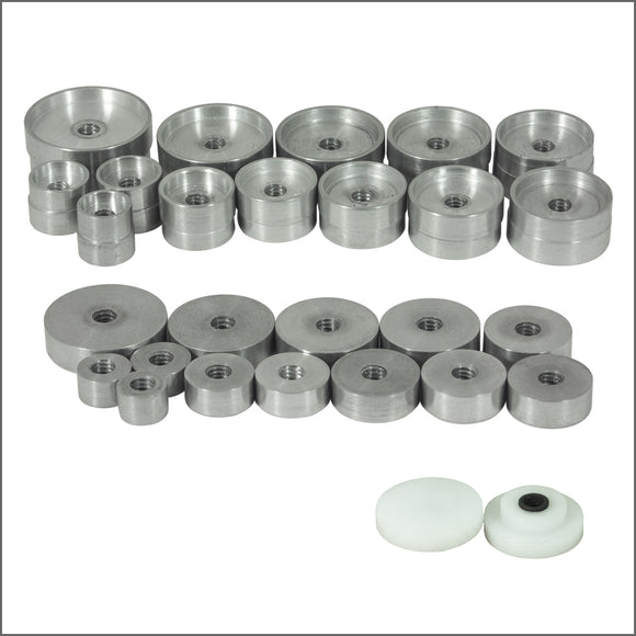 28 Threaded Aluminium Dies for fitting case backs and  glass