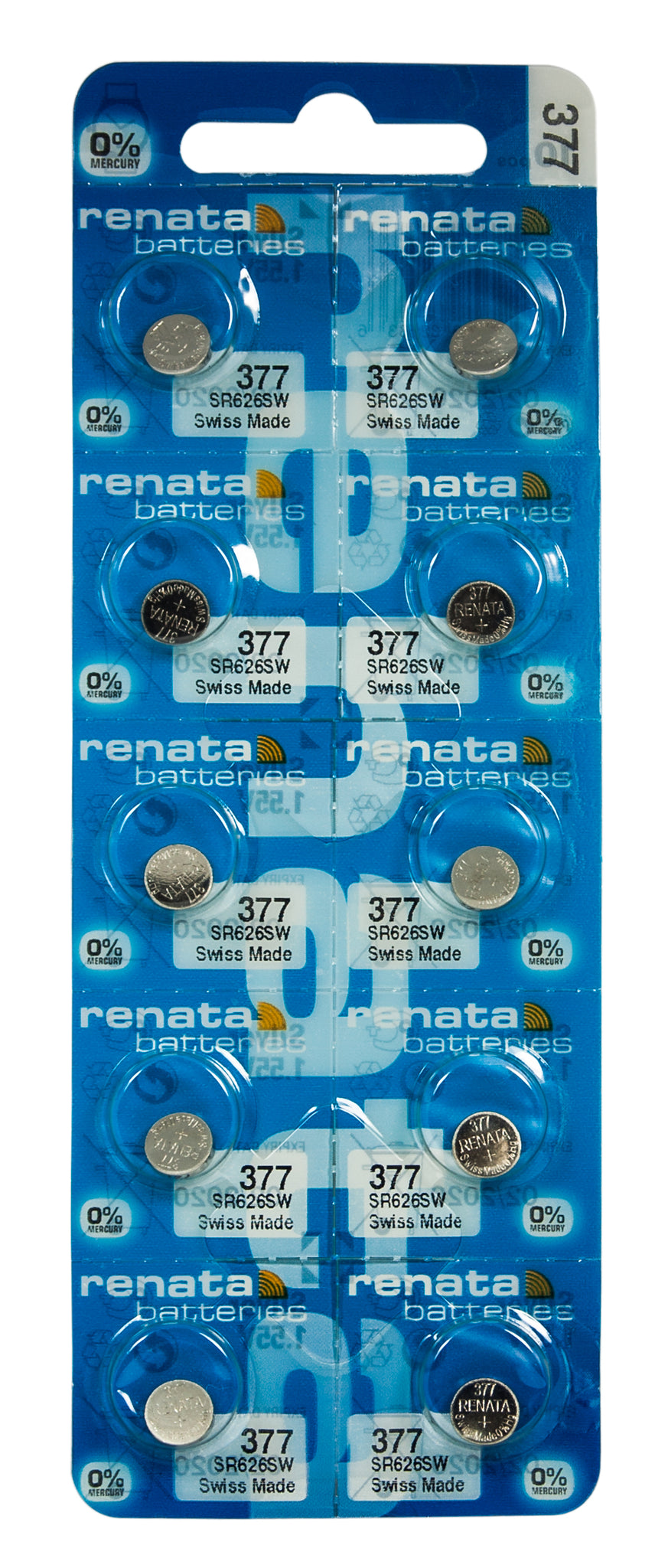 RENATA 377 ( SR626SW ) Silver Oxide Batteries (High Drain), 1.55 V-1 STRIP  (5pcs)