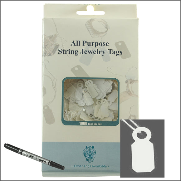 all purpose White String jewelry Tags 8mm x 20mm