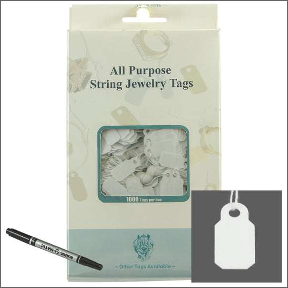 all purpose White String jewelry Tags 10mm x 22mm
