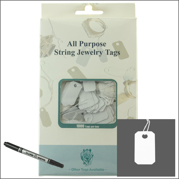 all purpose White String jewelry Tags 13mm x 25mm
